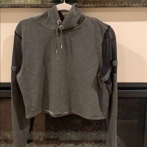 Cropped Grey Hooded Sweatshirt